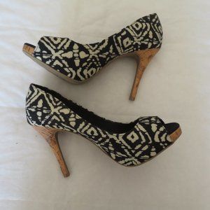 Christian Siriano Batik Print 3" Cork Heels